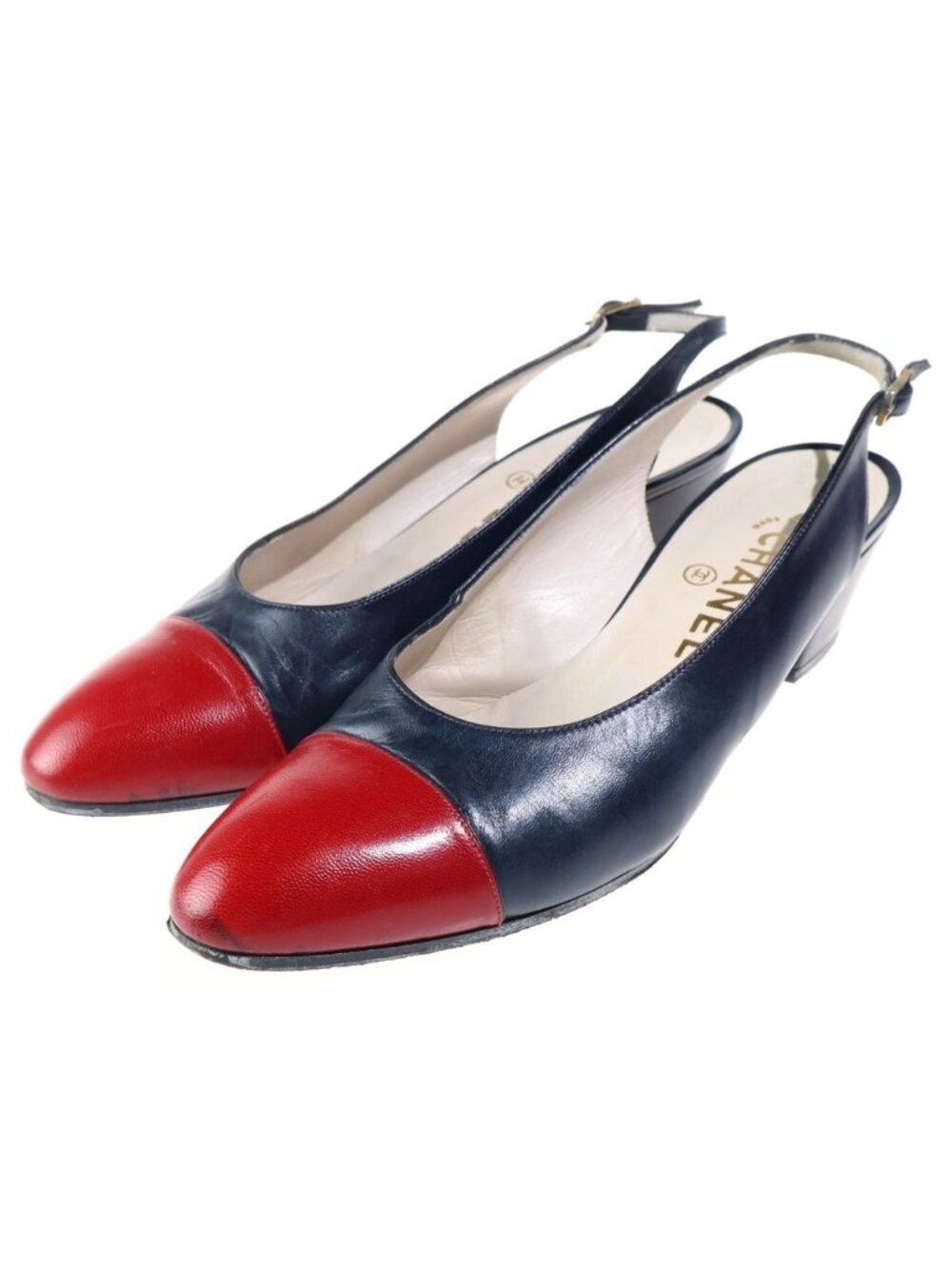 Chanel Pumps Bicolor Leather Navy Red Heels